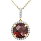 <span>GEMSTONE CLOSEOUT </span>! 4.01ct 10k Yellow Gold Round Garnet & Diamond Pendant Necklace 18"