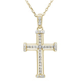 <span>¡LIQUIDACIÓN DE DIAMANTES! </span> Colgante de cruz con diamante de oro amarillo de 14k y .28 ct, 18" de largo