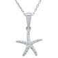 .15ct 14k White Gold Diamond Starfish Pendant Necklace 18" Long