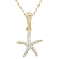 .15ct 14k Yellow Gold Diamond Starfish Pendant Necklace 18" Long