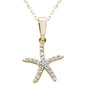 <span style="color:purple">SPECIAL!</span> .15ct 14k Yellow Gold Diamond Starfish Pendant Necklace 18" Long