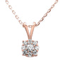 .26ct 14k Rose Gold Diamond Solitaire Cluster Pendant Necklace 18" Long