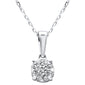 .18ct 14k White Gold Diamond Pendant Solitaire Necklace 18" Long