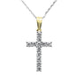 <span style="color:purple">SPECIAL!</span>1.05ct F SI 10K Yellow Gold Large Round Diamond Cross Pendant Necklace 18" Long