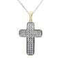 <span>DIAMOND  CLOSEOUT! </span>.99ct F SI 10K Yellow Gold Micro Pave Diamond Cross Pendant Necklace 18" Long