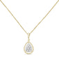 .20ct 10K Yellow Gold Teardrop Pear Shape Diamond Pendant Necklace 18"