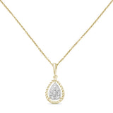 <span>DIAMOND CLOSEOUT! </span>.20ct 10K Yellow Gold Teardrop Pear Shape Diamond Pendant Necklace 18"