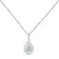 .21ct F SI 10K White Gold Diamond Teardrop Pear Shape Drop Pendant Necklace 18"