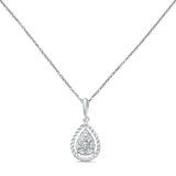 <span>DIAMOND CLOSEOUT! </span>.21ct F SI 10K White Gold Diamond Teardrop Pear Shape Drop Pendant Necklace 18"
