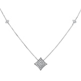 .27ct 14k White Gold Diamond Modern Pendant Necklace 18" Long