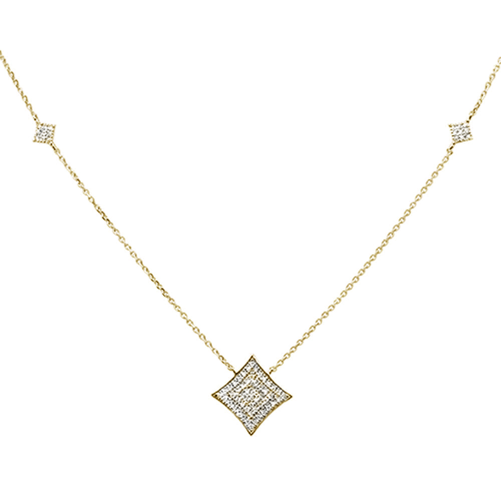 .27ct 14k Yellow Gold Diamond Modern Pendant Necklace 18" Long