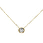 .10ct 14k Yellow Gold Diamond Bezel Solitaire Pendant Necklace 18"