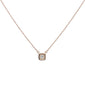.10ct 14k Rose Gold Diamond Bezel Solitaire Pendant Necklace 18"