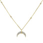 <span style="color:purple">SPECIAL!</span>.22ct 14k Yellow Gold Crescent Moon Diamond Pendant Necklace 18"