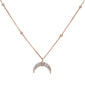 <span style="color:purple">SPECIAL!</span>.23ct 14k Rose Gold Crescent Moon Diamond Pendant Necklace 18"