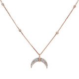 .23ct 14k Rose Gold Crescent Moon Diamond Pendant Necklace 18"