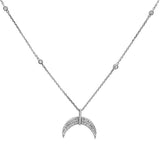 <span>DIAMOND CLOSEOUT! </span>.19ct 14k White Gold Crescent Moon Diamond Pendant Necklace 18"