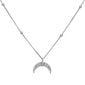 <span style="color:purple">SPECIAL!</span>.22ct 14k White Gold Crescent Moon Diamond Pendant Necklace 18"