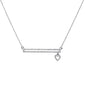 <span>DIAMOND  CLOSEOUT! </span> .18ct 14k White Gold Diamond Bar with Dangling Heart Pendant Necklace 18"