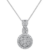 1.05ct 14k White Gold Diamond Infinity Round Halo Pendant Necklace 18"
