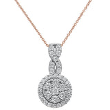 <span>¡LIQUIDACIÓN DE DIAMANTES! </span>Colgante de oro rosa de 14k con diamante redondo de 0,97 ct, 45,7 cm de largo