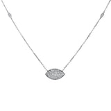 <span>DIAMOND CLOSEOUT! </span> .24ct 14k White Gold Diamond Evil Eye Hamsah Protect Pendant Necklace 18"