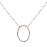 .17ct 14k Oval Modern Rose Gold Diamond Pendant Necklace 18"