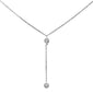 .13ct 14k White Gold Diamond Lariat Drop Pendant Necklace 18" Long
