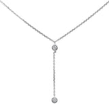 .13ct 14k White Gold Diamond Lariat Drop Pendant Necklace 18" Long
