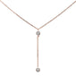 .13ct 14k Rose Gold Diamond Lariat Drop Pendant Necklace 18" Long