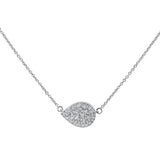 .2ct 14k White Gold Diamond Pendant Sideways Tear Drop Layer Necklace 18"