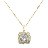 <span>¡CIERRE DE DIAMANTES! </span>Collar con colgante de diamantes de oro amarillo de 14k de .97 ct con forma cuadrada de 45,7 cm de largo