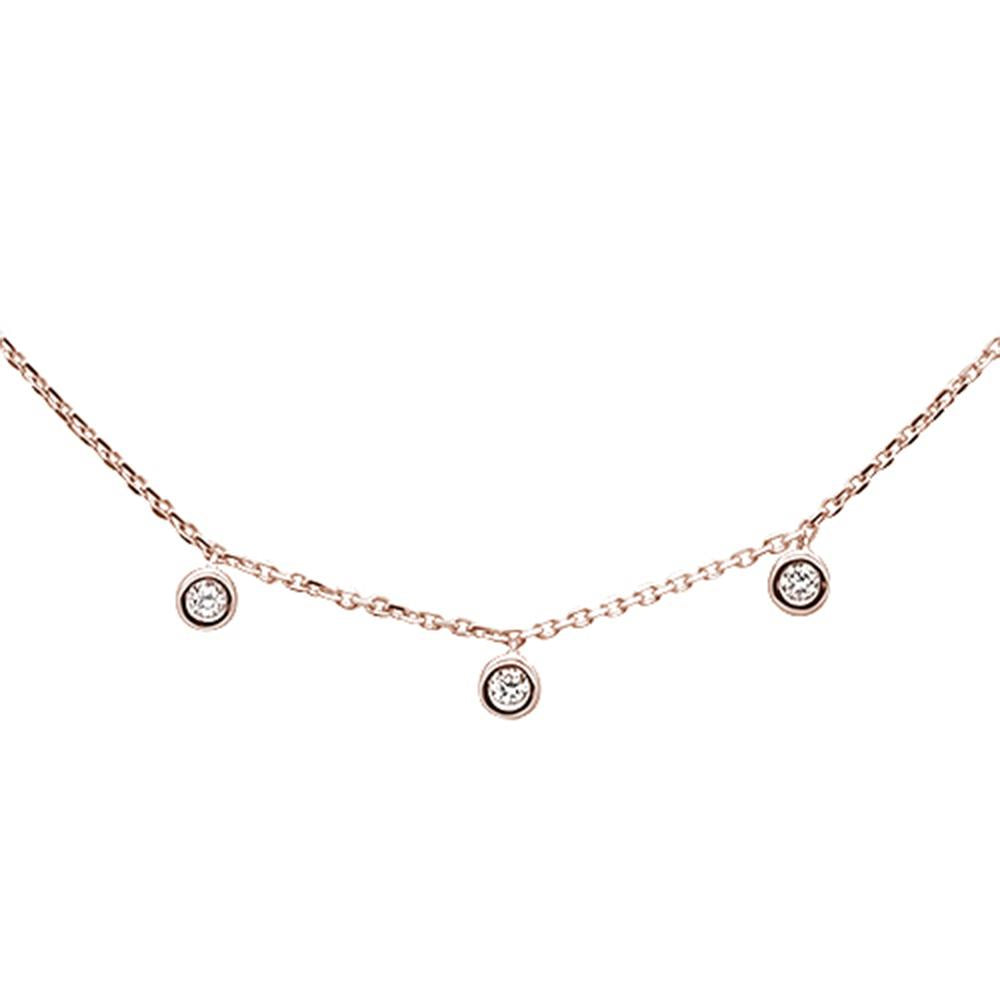 .07ct 14k Rose Gold Diamond Station Bezel Necklace 18"