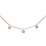 .07ct 14k Rose Gold Diamond Station Bezel Necklace 18"