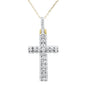 <span style="color:purple">SPECIAL!</span>1.00ct 14k Yellow Gold Diamond Micro Pave Cross Pendant Necklace 18"