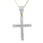 <span style="color:purple">SPECIAL!</span>1.00ct 14k Yellow Gold Diamond Micro Pave Cross Pendant Necklace 18"