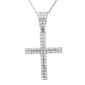<span style="color:purple">SPECIAL!</span>1.00ct 14k White Gold Diamond Micro Pave Cross Pendant Necklace 18" Long