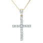 <span style="color:purple">SPECIAL!</span>1.02ct F SI 10K Yellow Gold Round Diamond Cross Pendant Necklace 18" Long