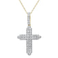 <span>DIAMOND CLOSEOUT! </span> 1.10ct 14k Yellow Gold Diamond Micro Pave Cross Pendant Necklace 18"