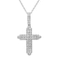 <span style="color:purple">SPECIAL!</span>1.04ct 14k White Gold Diamond Cross Pendant Necklace 18" Long