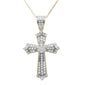 <span>DIAMOND  CLOSEOUT! </span>1.00ct 14k Yellow Gold Diamond Micro Pave Cross Pendant Necklace 18"