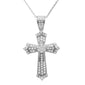 <span>DIAMOND  CLOSEOUT! </span>1.00ct 14k White Gold Diamond Micro Pave Cross Pendant Necklace 18" Long