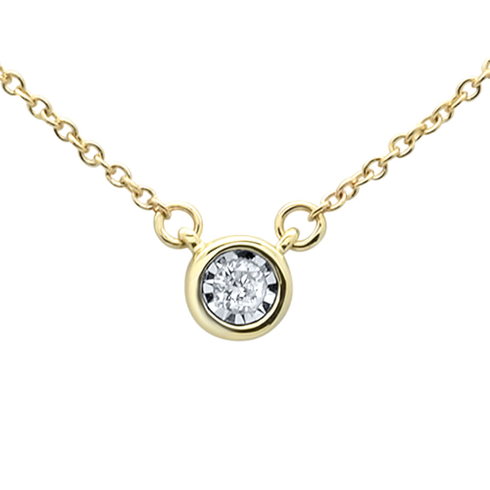 .04ct 14KT Yellow Gold Round Diamond Solitaire Pendant Necklace 18"