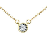 .04ct 14KT Yellow Gold Round Diamond Solitaire Pendant Necklace 18"