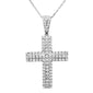 <span style="color:purple">SPECIAL!</span>1.00ct 10k White Gold Diamond Cross Iced Pendant Necklace 18"