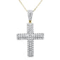 <span style="color:purple">SPECIAL!</span>.99ct 10k Yellow Gold Diamond Micro Pave Iced Cross Necklace 18" Long