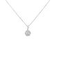 .16cts 14k White gold Round Diamond Cluster Pendant Necklace 18" Long