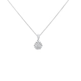 <span>DIAMOND CLOSEOUT! </span>.16cts 14k White gold Round Diamond Cluster Pendant Necklace 18" Long