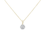<span>DIAMOND CLOSEOUT! </span>CLOSE.15cts 14k Yellow Gold Round Diamond Cluster Pendant Necklace 18" Long