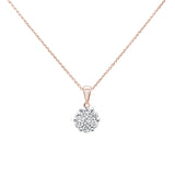<span>DIAMOND CLOSEOUT! </span>.5cts 14k Rose Gold Round Diamond Cluster Pendant Necklace 18" Long<span>DIAMOND CLOSEOUT! </span>